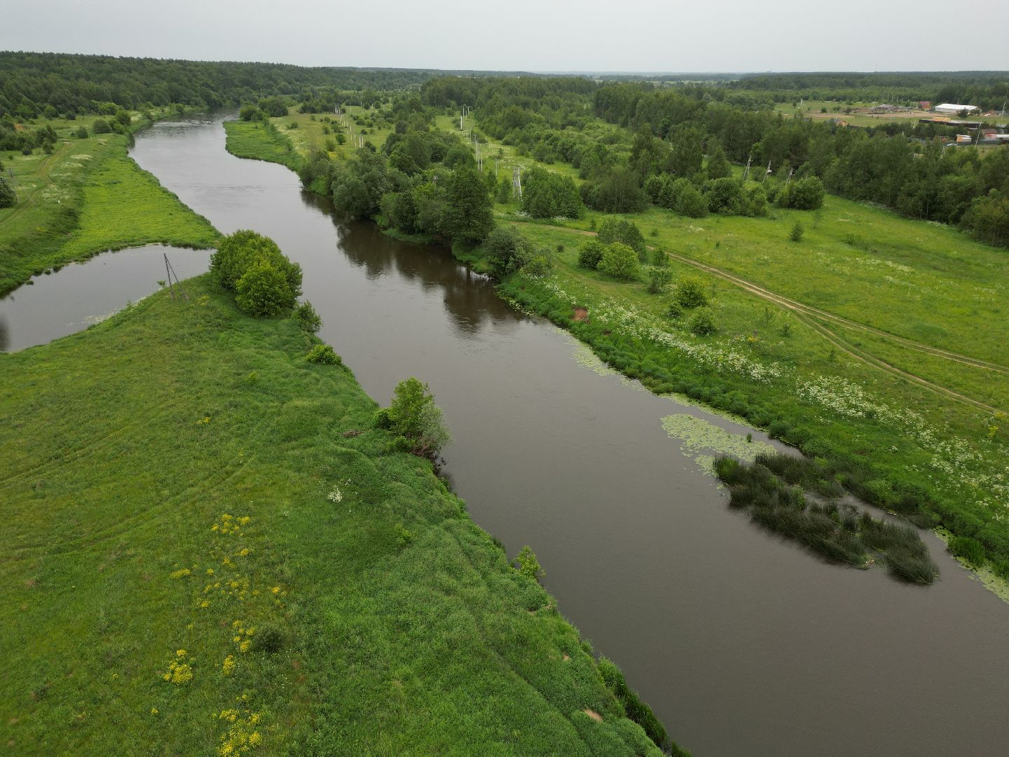 видео с коптера, мост, деревня,