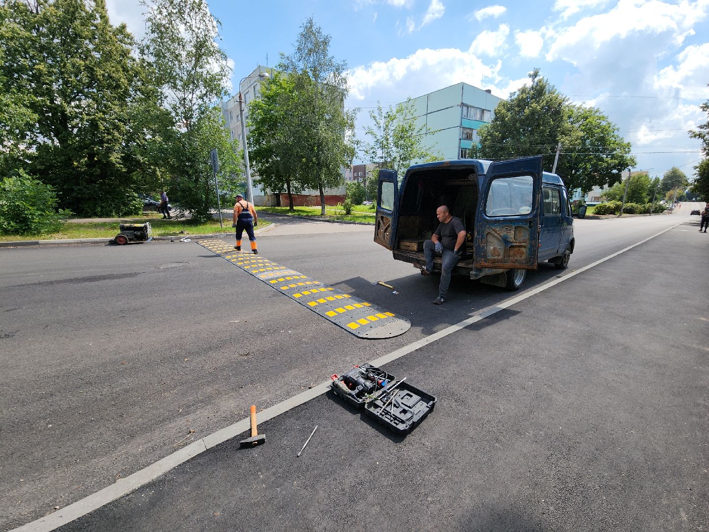 лежачий полицейский, руза, ремонт автомобильных дорог, ремонт дорог, ремонт дорог в рузе, рузский городской округ, московская область,