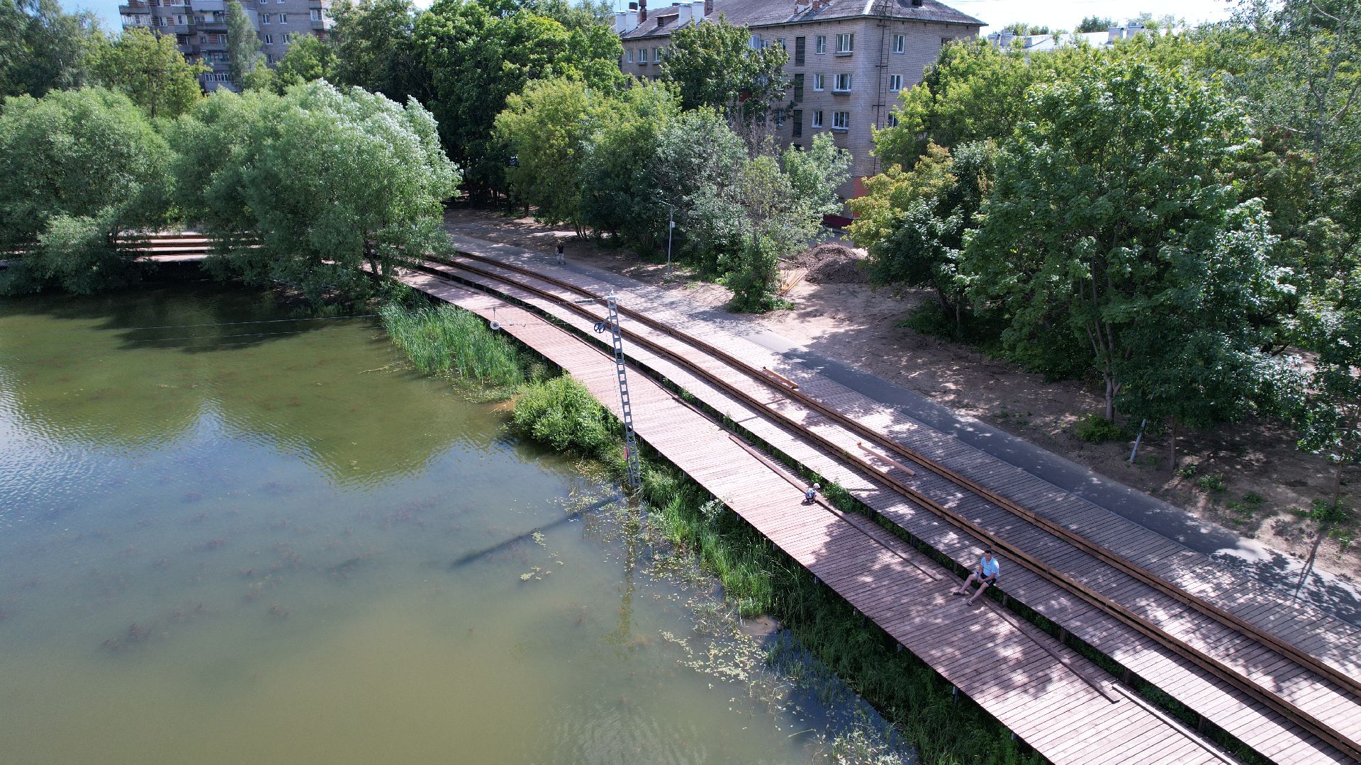 видео с коптера, пруд, пляж, дмитров,