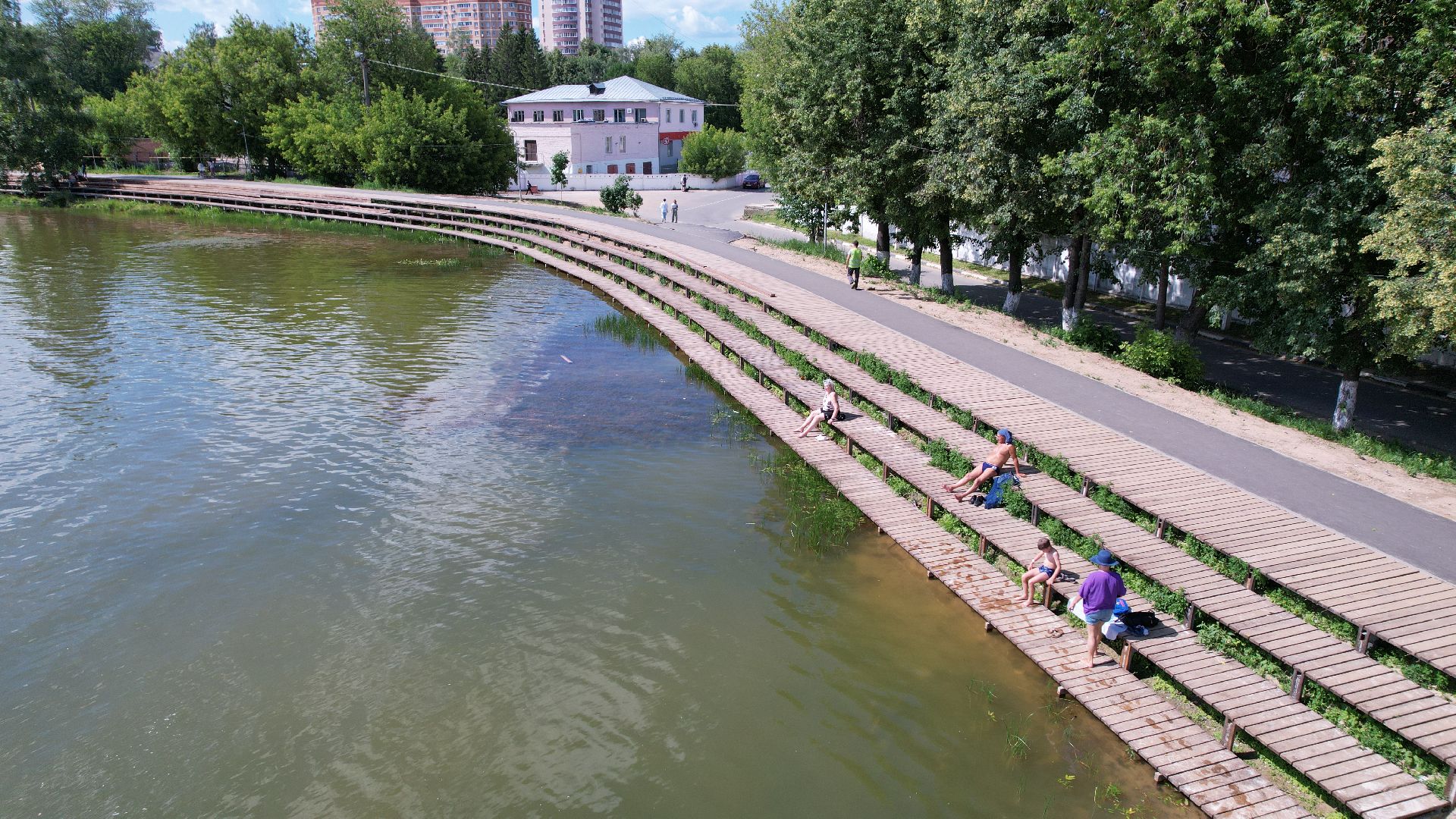 видео с коптера, пруд, пляж, дмитров,