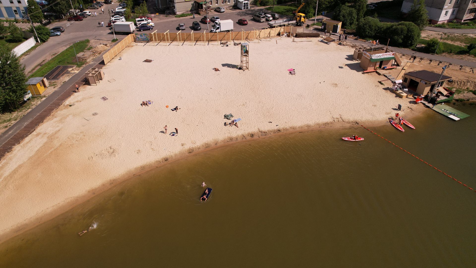видео с коптера, пруд, пляж, дмитров,