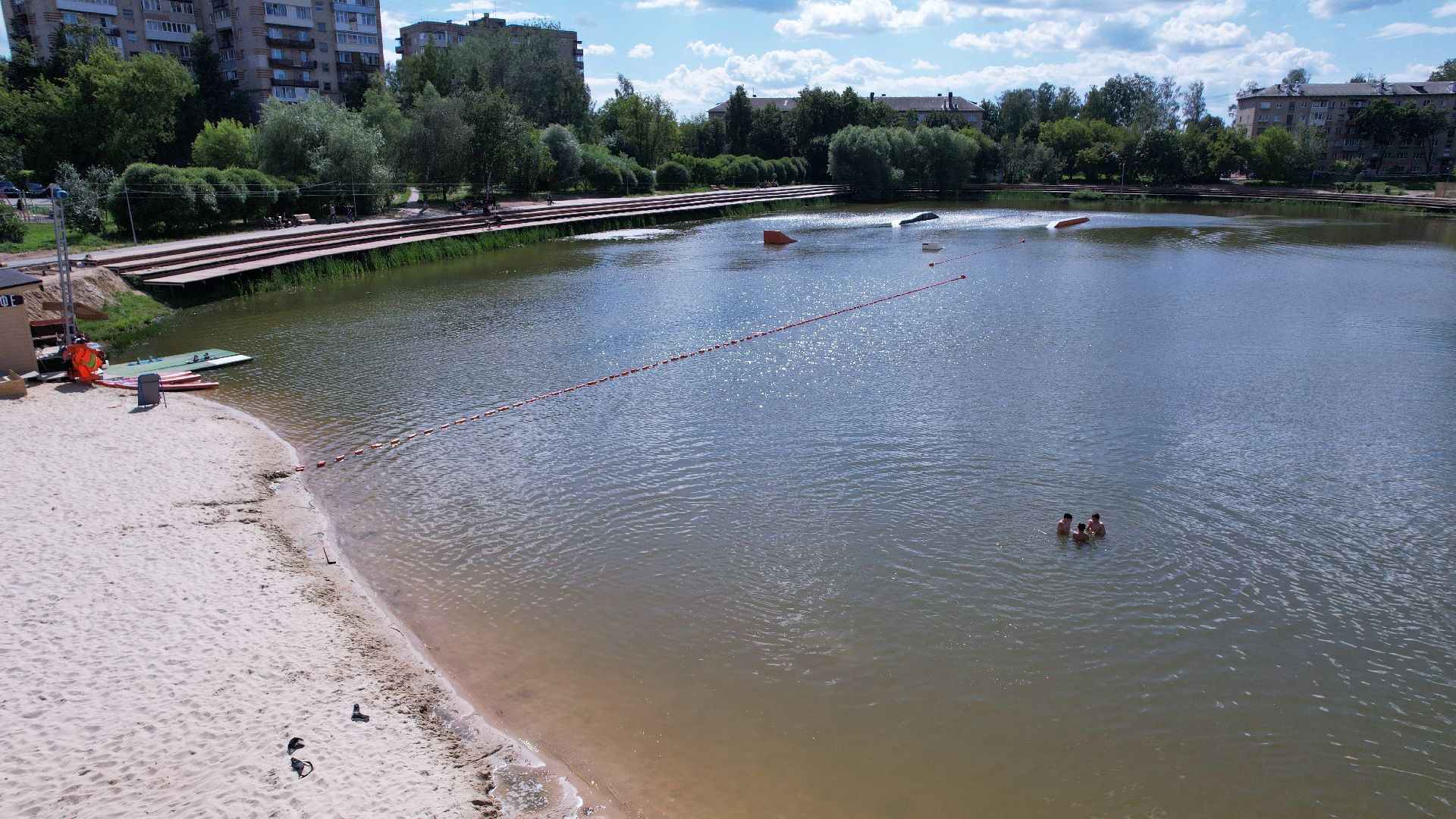 видео с коптера, пруд, пляж, дмитров,