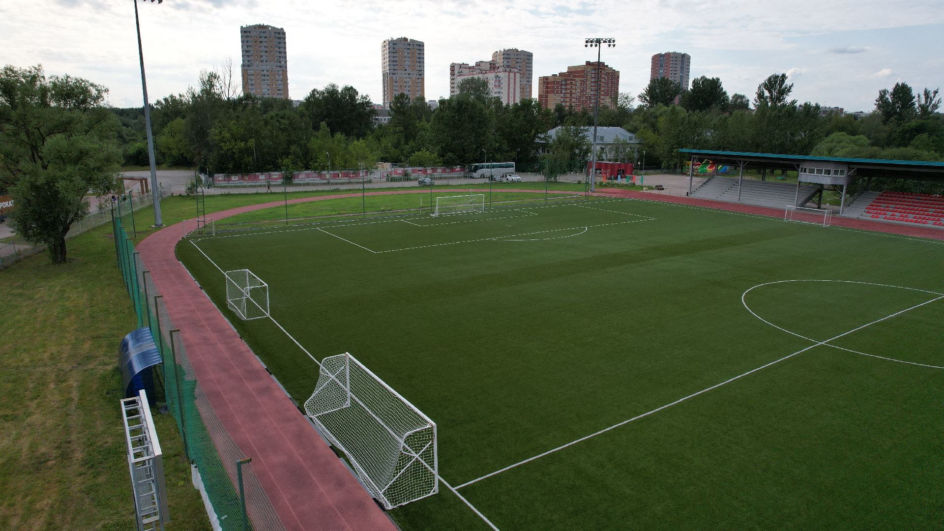 видео с коптера, лобня, стадион, благоустройство, спорт,