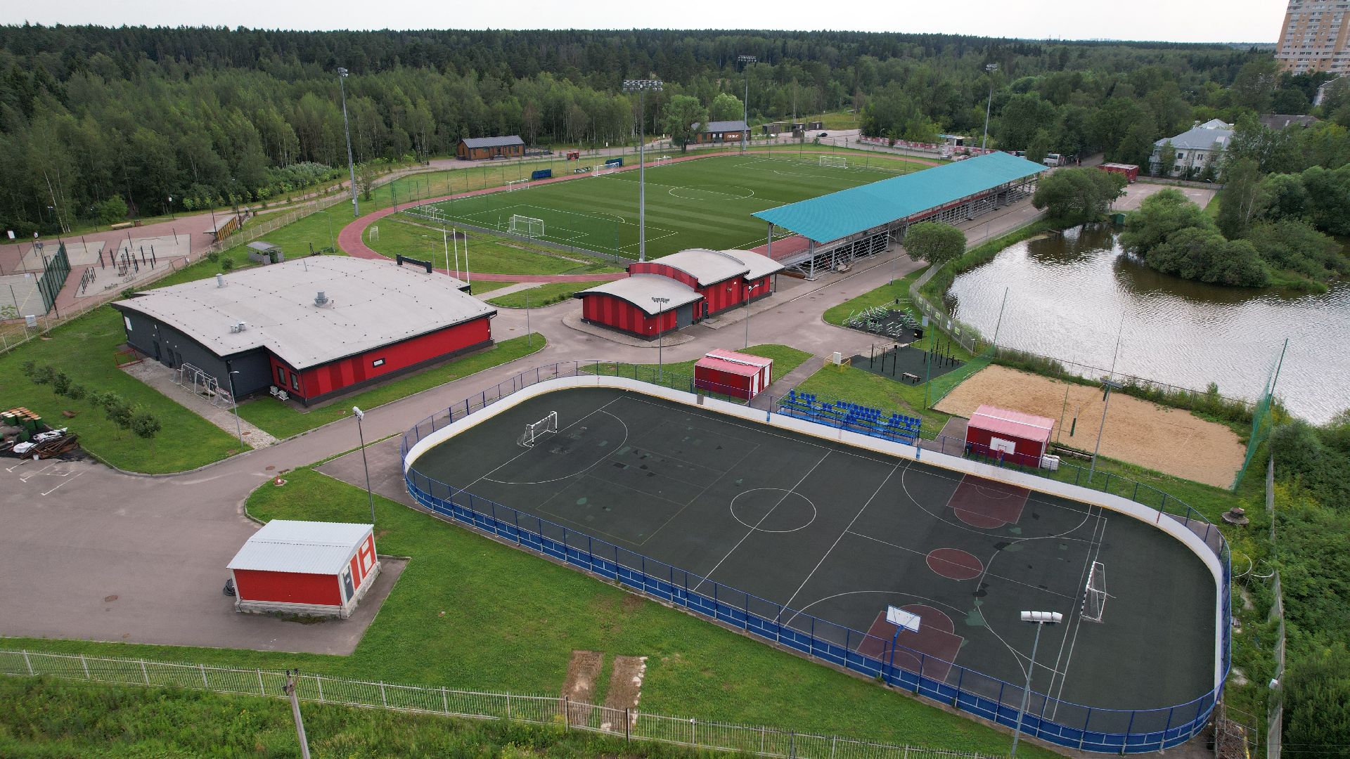 видео с коптера, лобня, стадион, благоустройство, спорт,