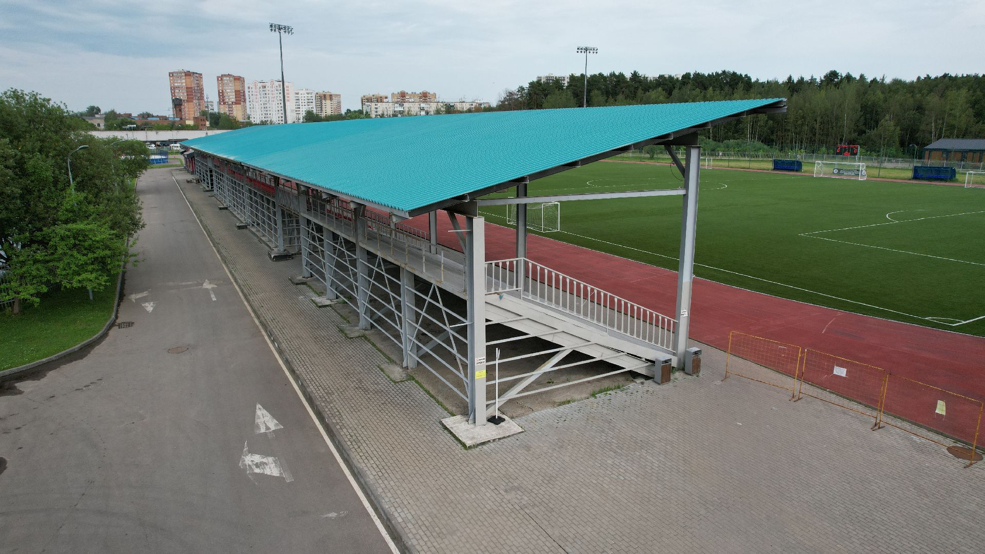 видео с коптера, лобня, стадион, благоустройство, спорт,