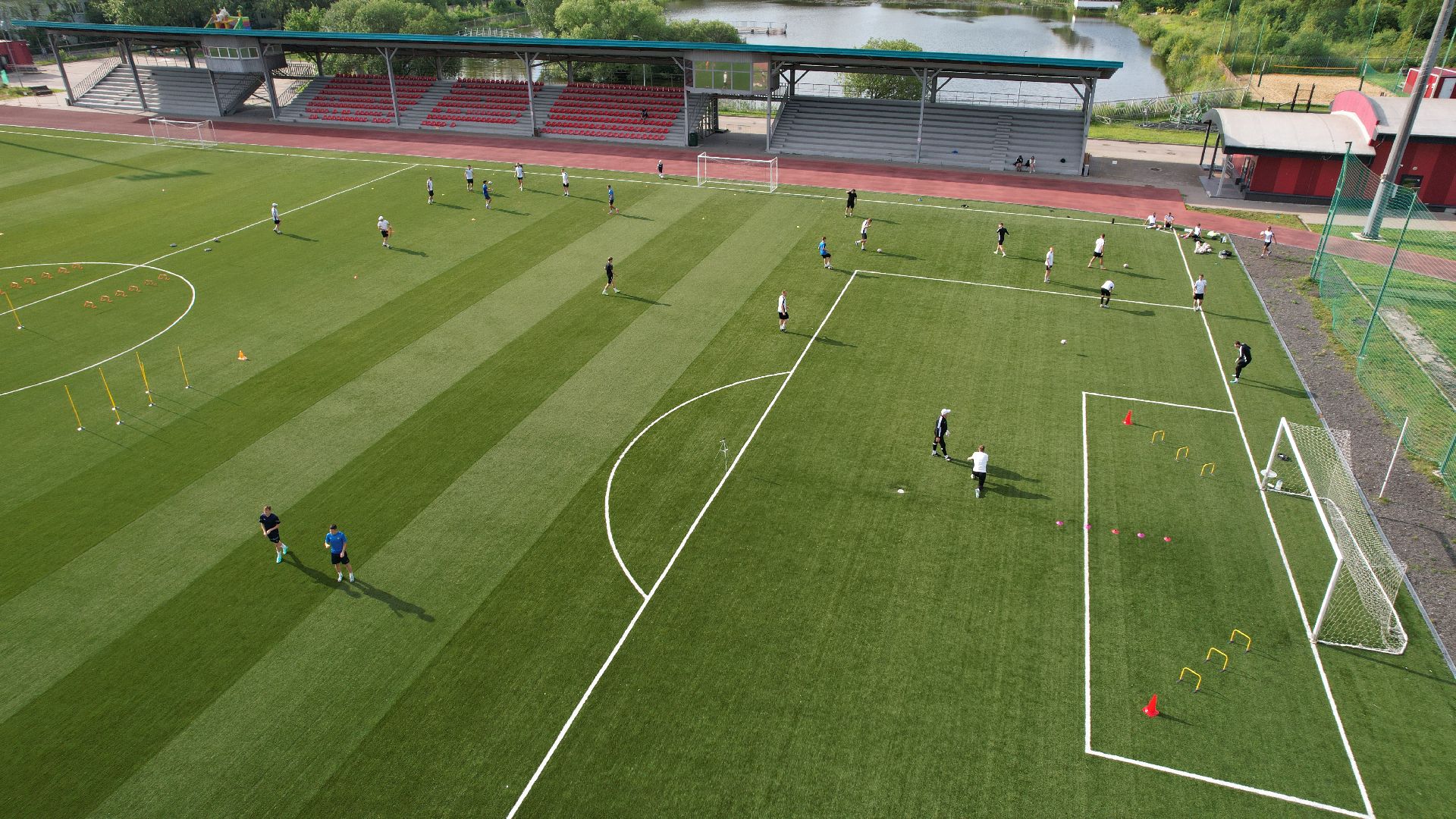 видео с коптера, лобня, стадион, благоустройство, спорт,