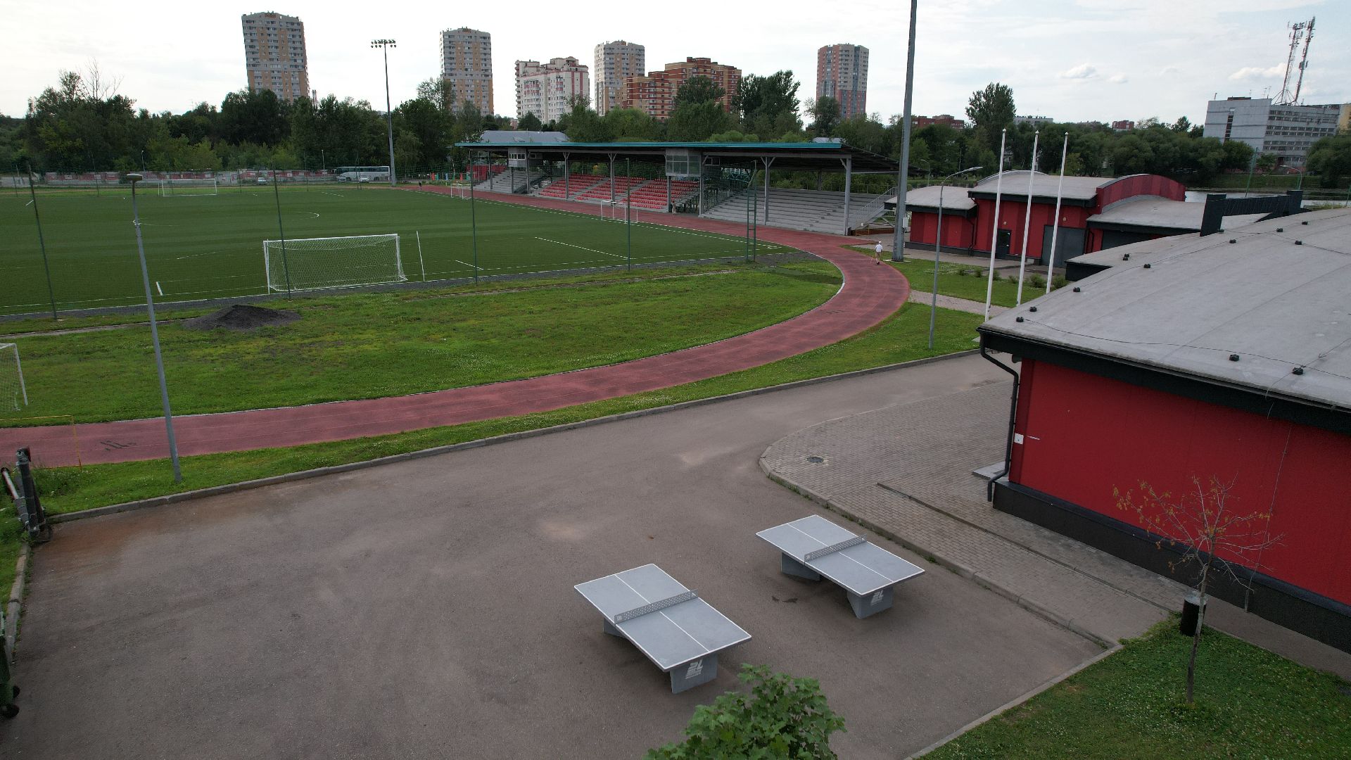 видео с коптера, лобня, стадион, благоустройство, спорт,
