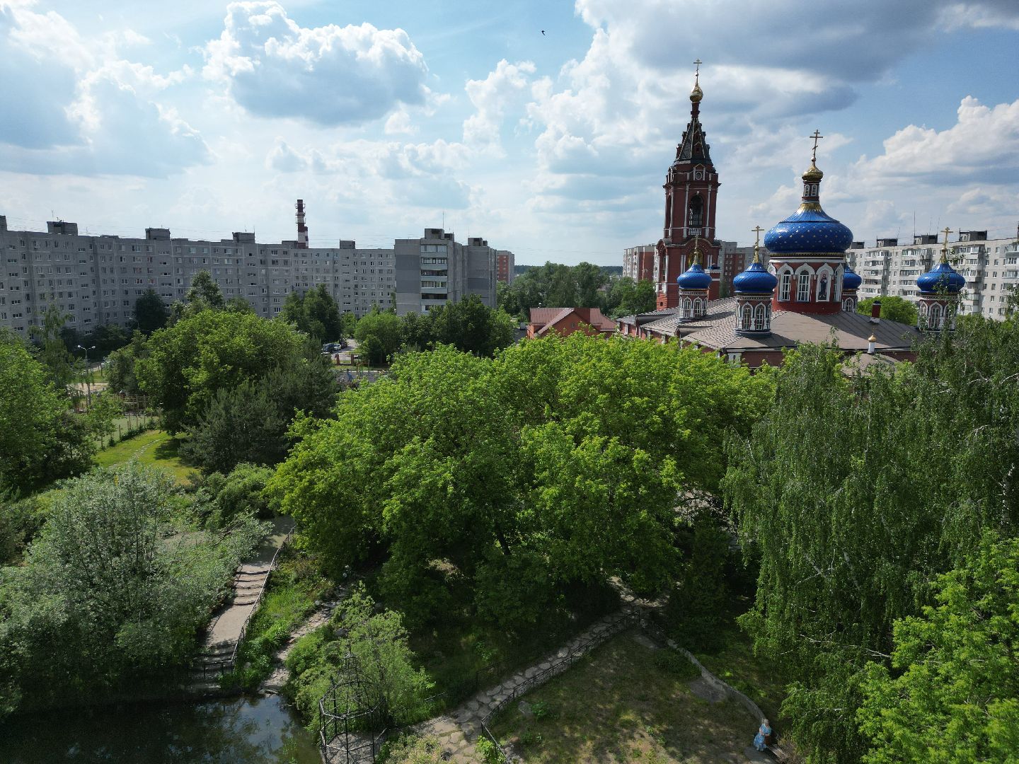 видео с коптера, орехово-зуево, сквер, храм, благоустройство,