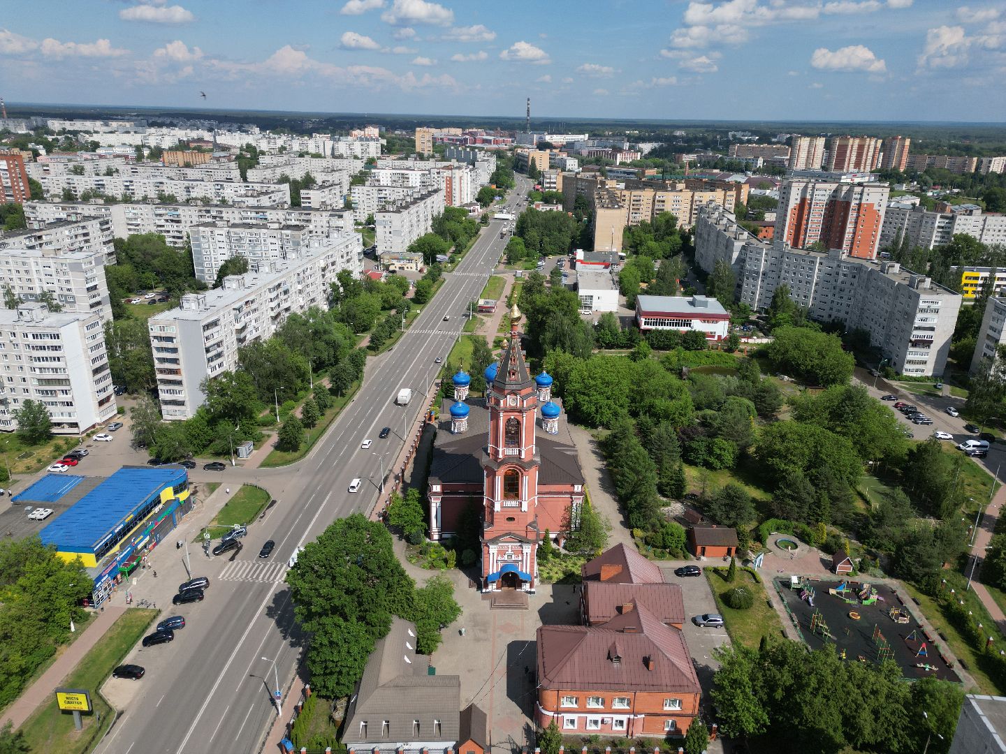 видео с коптера, орехово-зуево, сквер, храм, благоустройство,