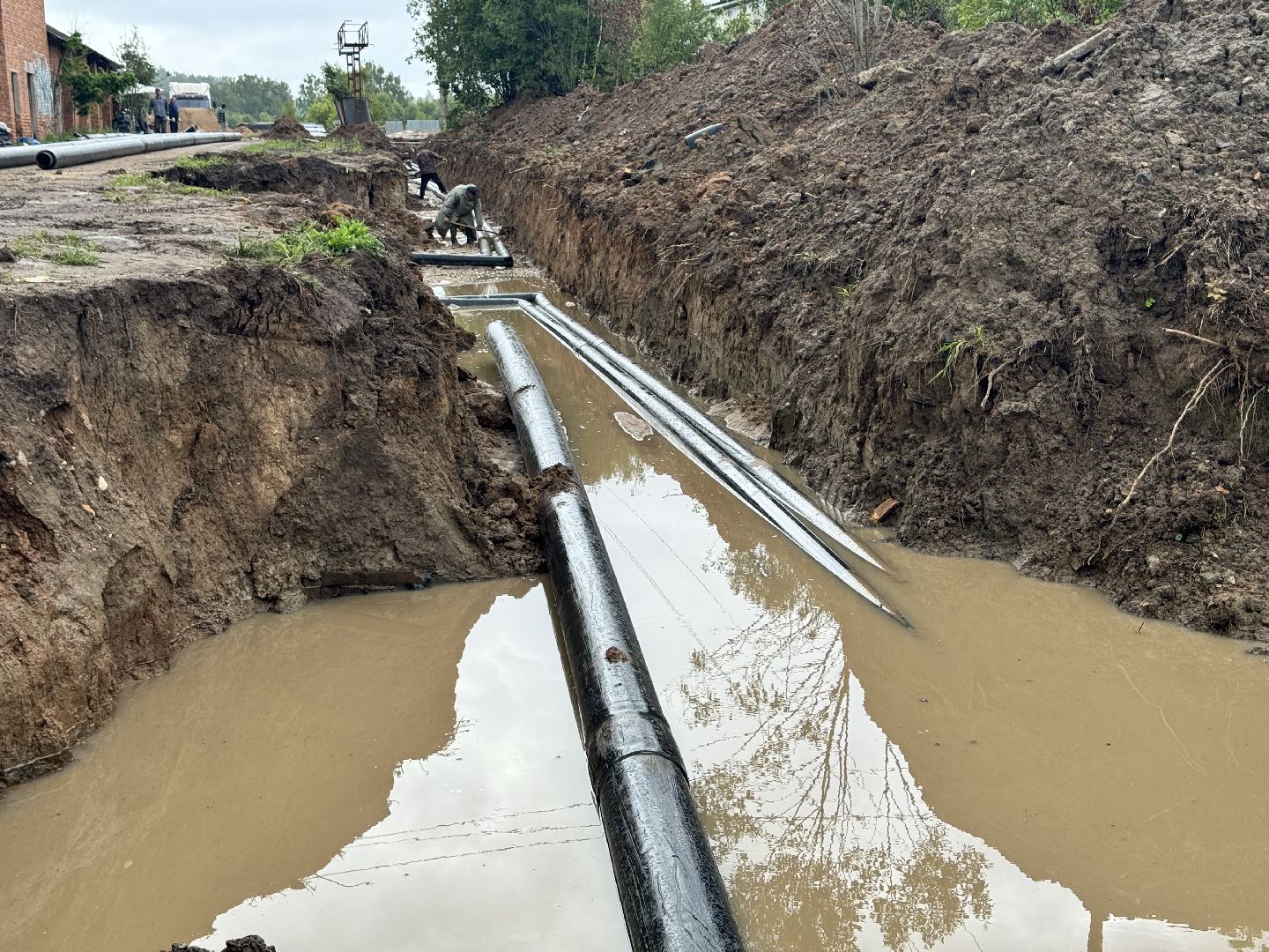 шаховская, теплотрасса, трубы, горячая вода,