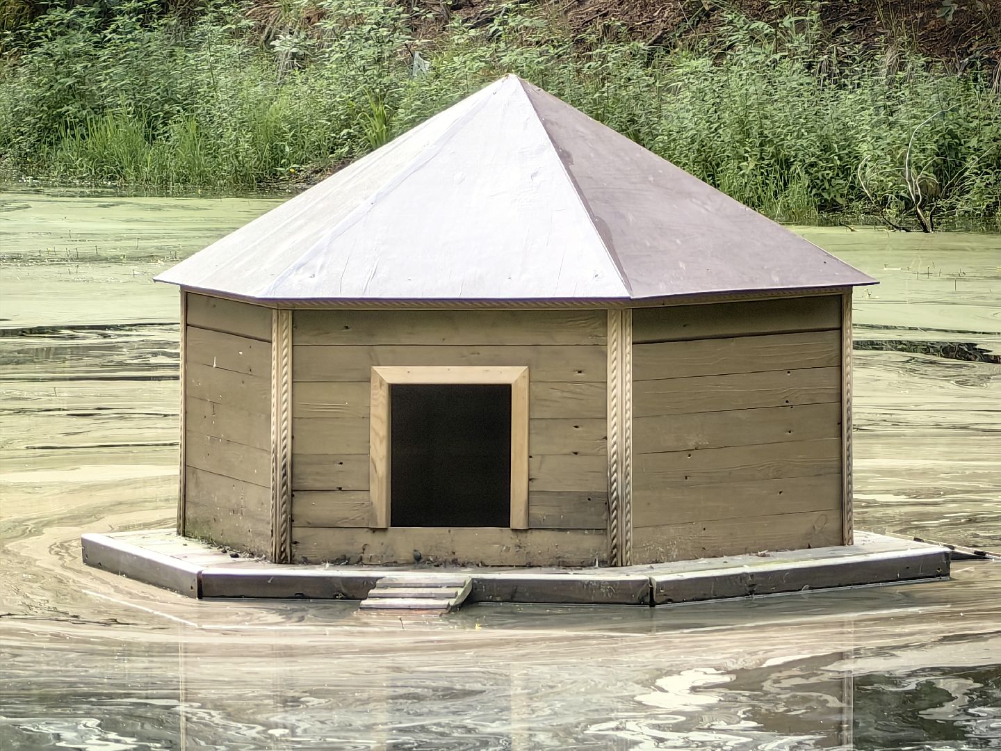 домик для уток, плавающий домик, пруд, потомство, щёлково,