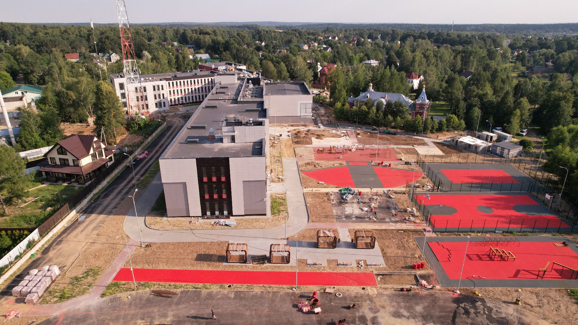 видео с коптера, лицей, школа,