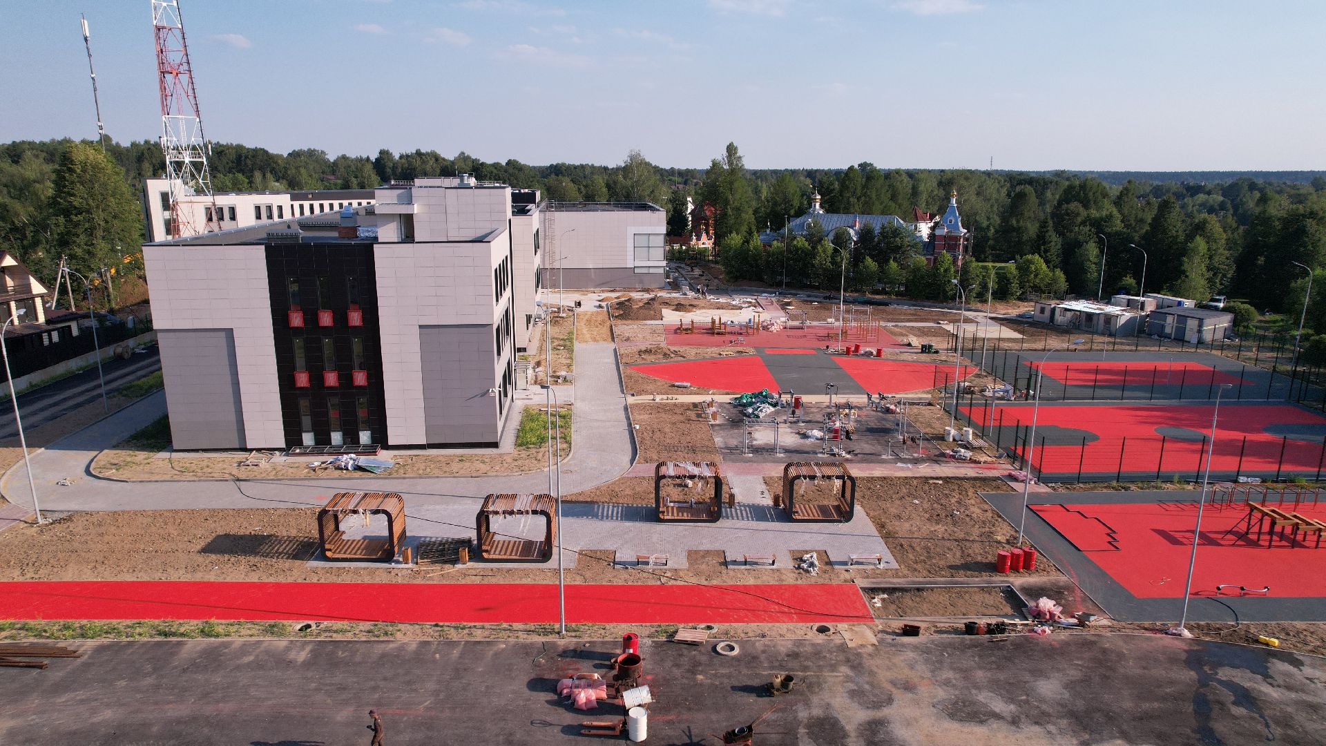 видео с коптера, лицей, школа,