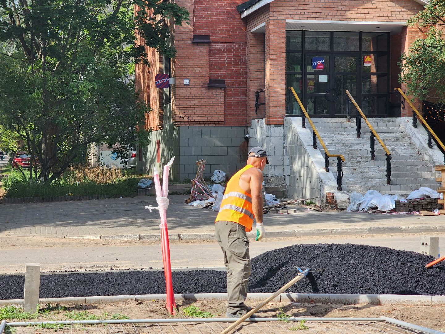 Дубна, Благоустройство, центральная улица, Асфальт, укладка асфальта, Велодорожка,