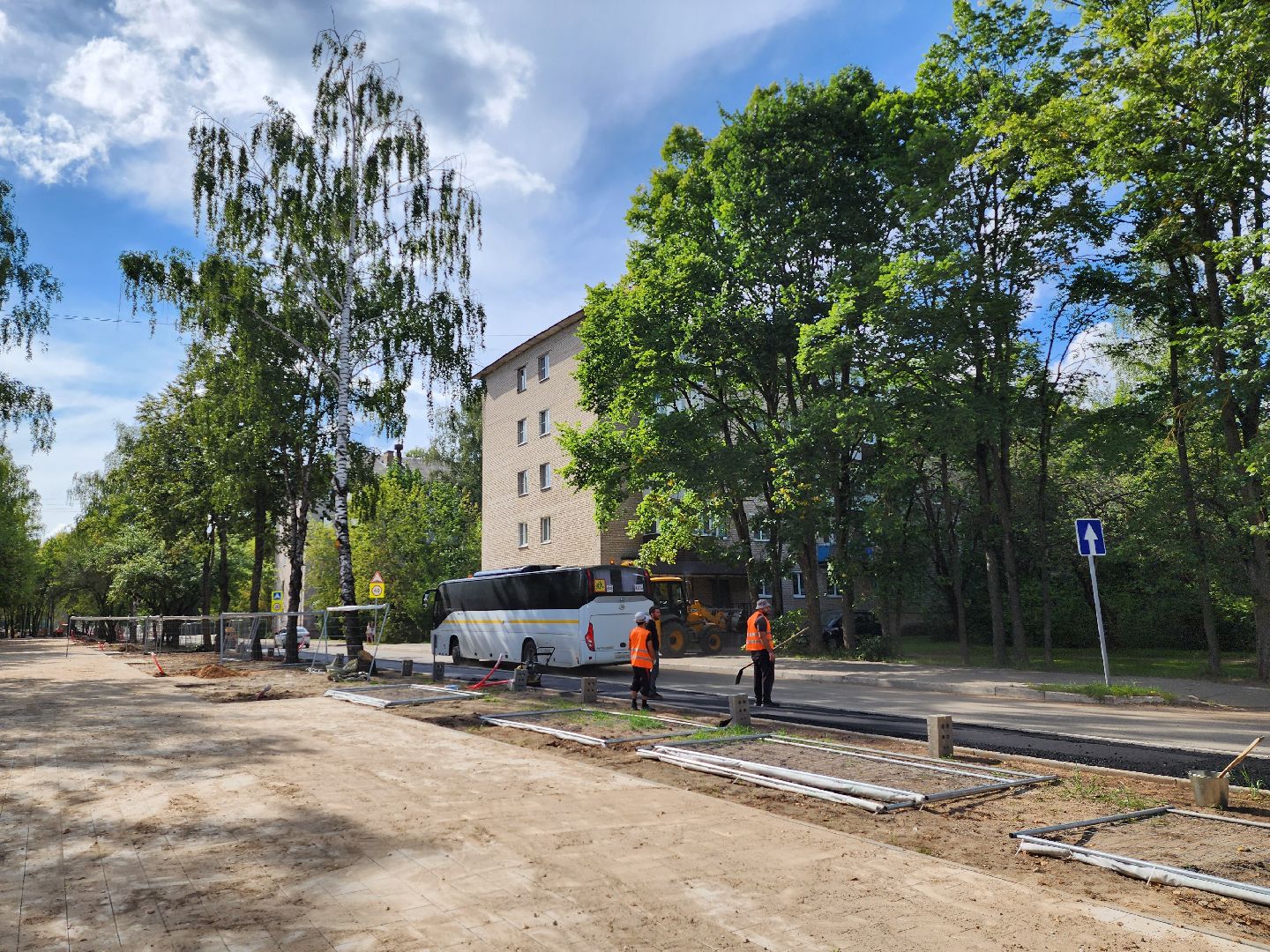 Дубна, Благоустройство, центральная улица, Асфальт, укладка асфальта, Велодорожка,