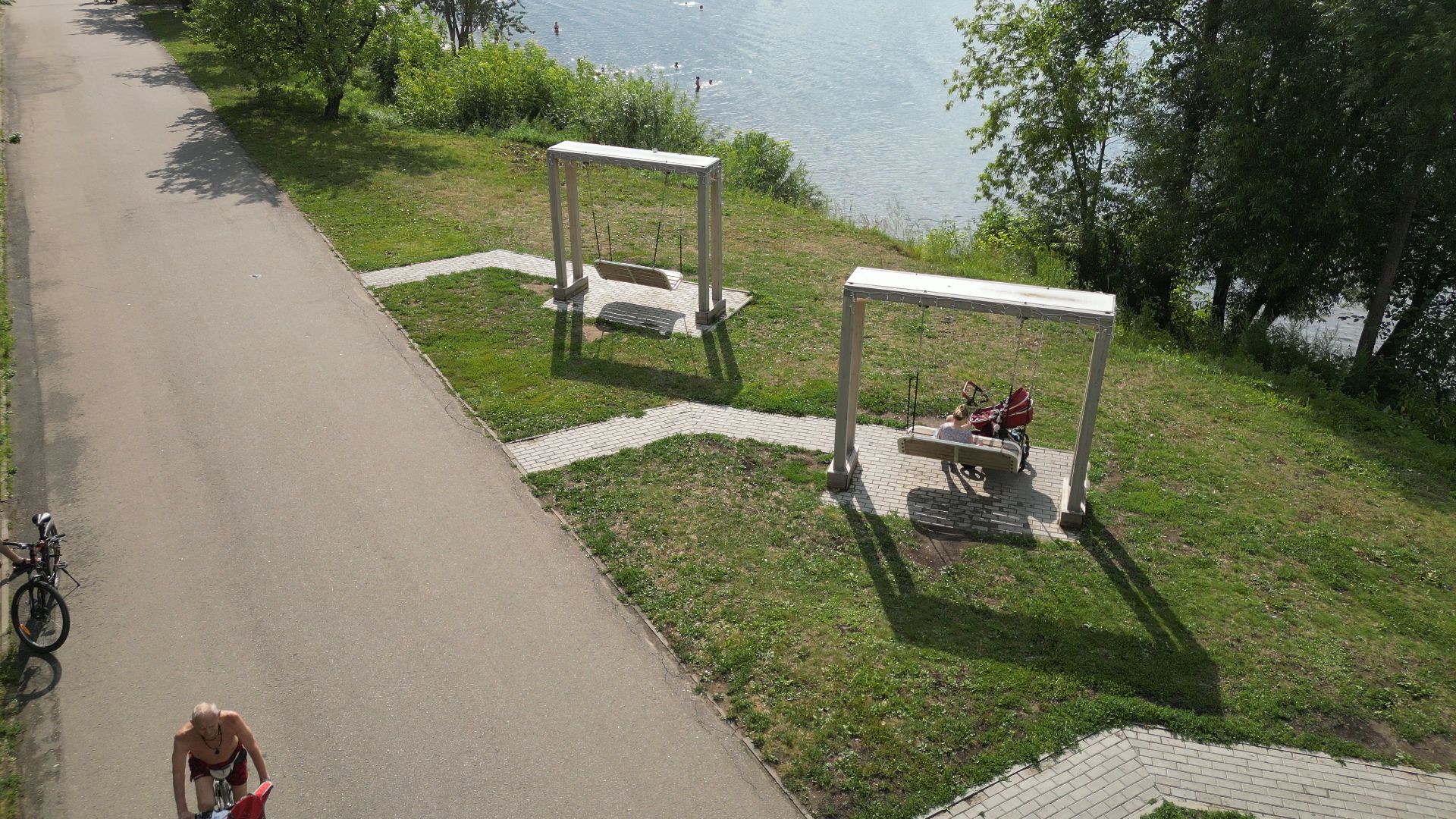 видео с коптера, дубна, благоустройство, набережная,