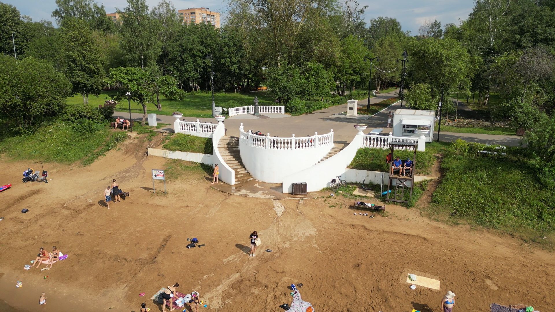 видео с коптера, дубна, благоустройство, набережная,