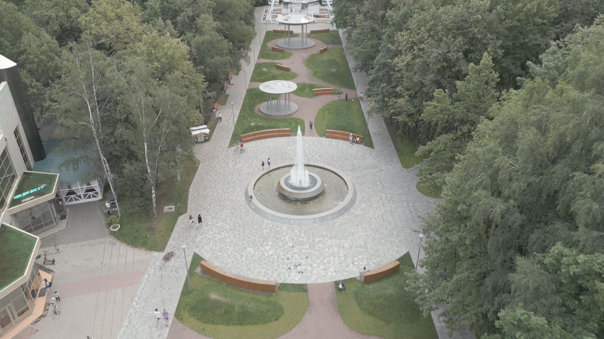 видео с коптера, химки, парк, благоустройство,