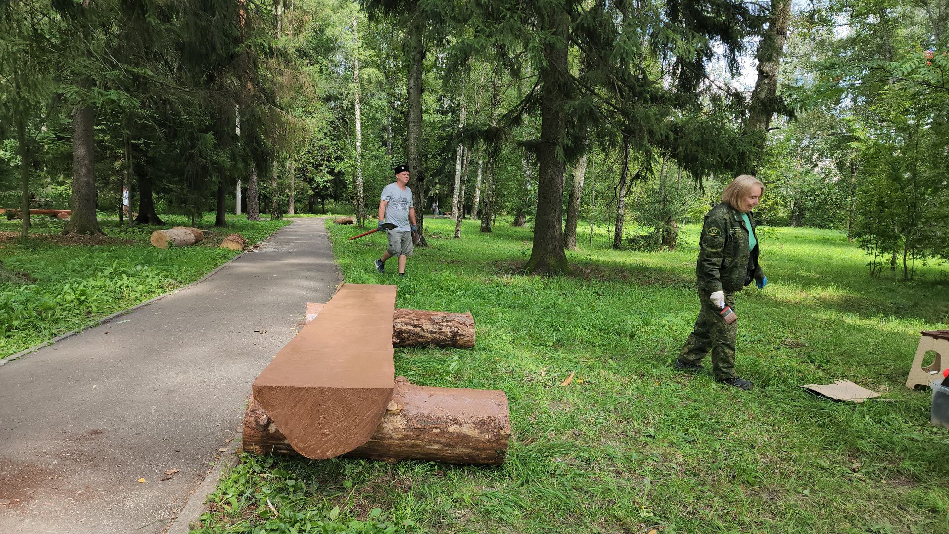 Лес, лавочки, Благоустройство, Лобня,