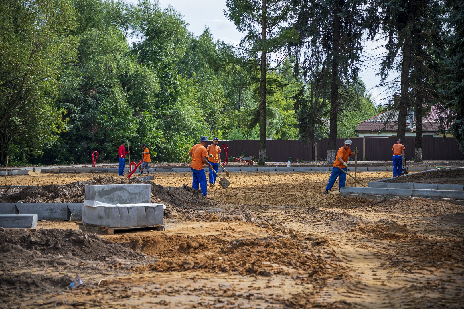 благоустройство сквера, Белые Столбы, Домодедово,