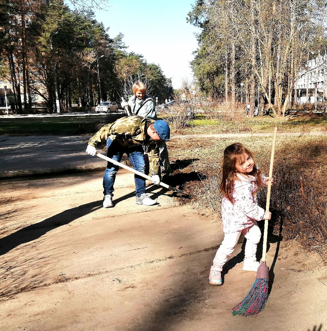 субботник, весна, дети, Протвино, чистота