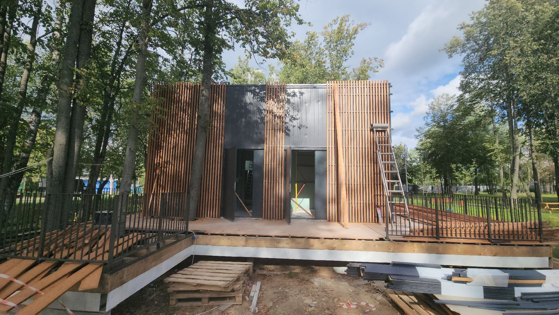 раздевалка, Парк Киово, Лобня, Строительство,