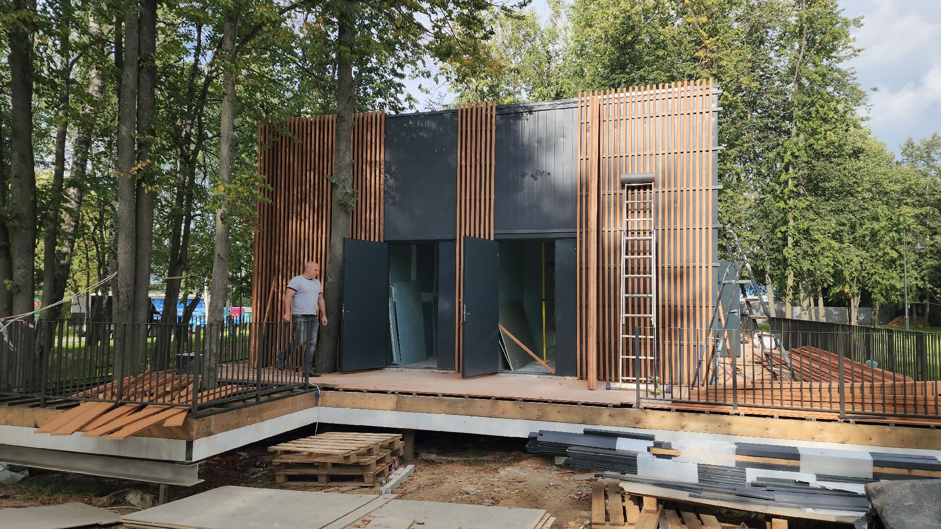 раздевалка, Парк Киово, Лобня, Строительство,