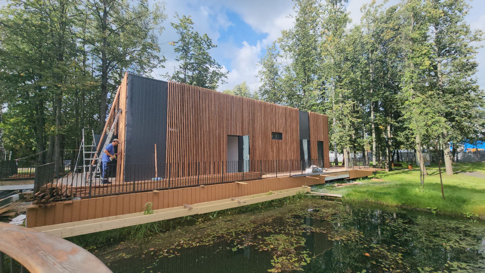 раздевалка, Парк Киово, Лобня, Строительство,