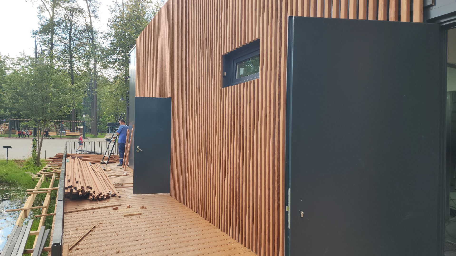 раздевалка, Парк Киово, Лобня, Строительство,