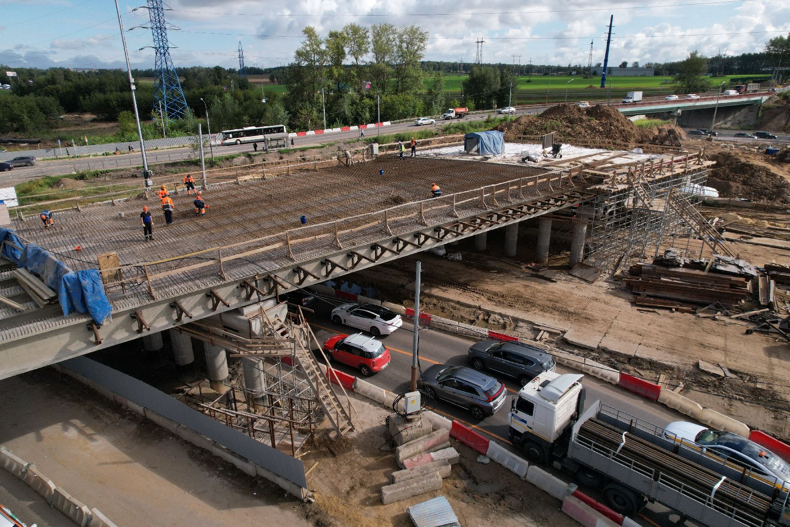 видео с коптера, каширское шоссе, реконструкция, строительство, дороги,
