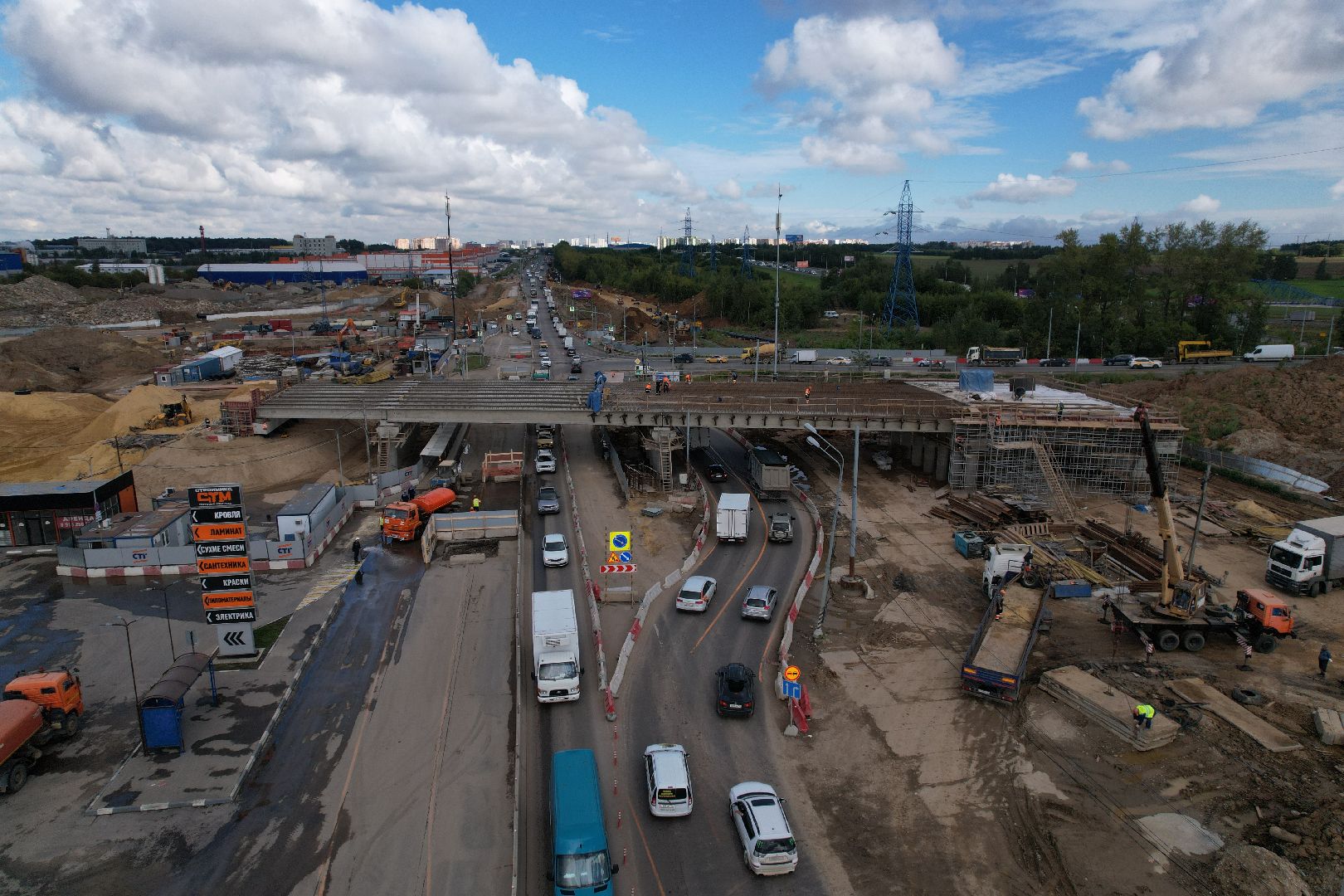 видео с коптера, каширское шоссе, реконструкция, строительство, дороги,