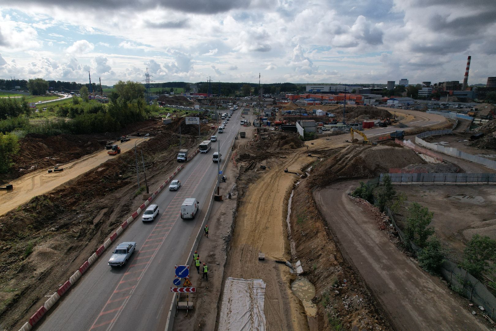 видео с коптера, каширское шоссе, реконструкция, строительство, дороги,