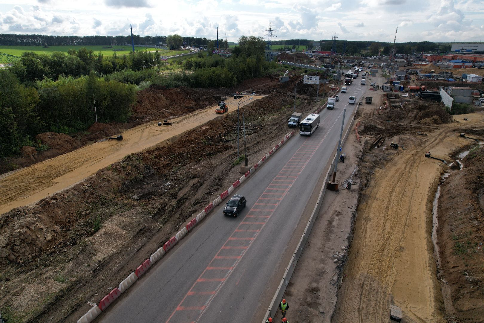 видео с коптера, каширское шоссе, реконструкция, строительство, дороги,