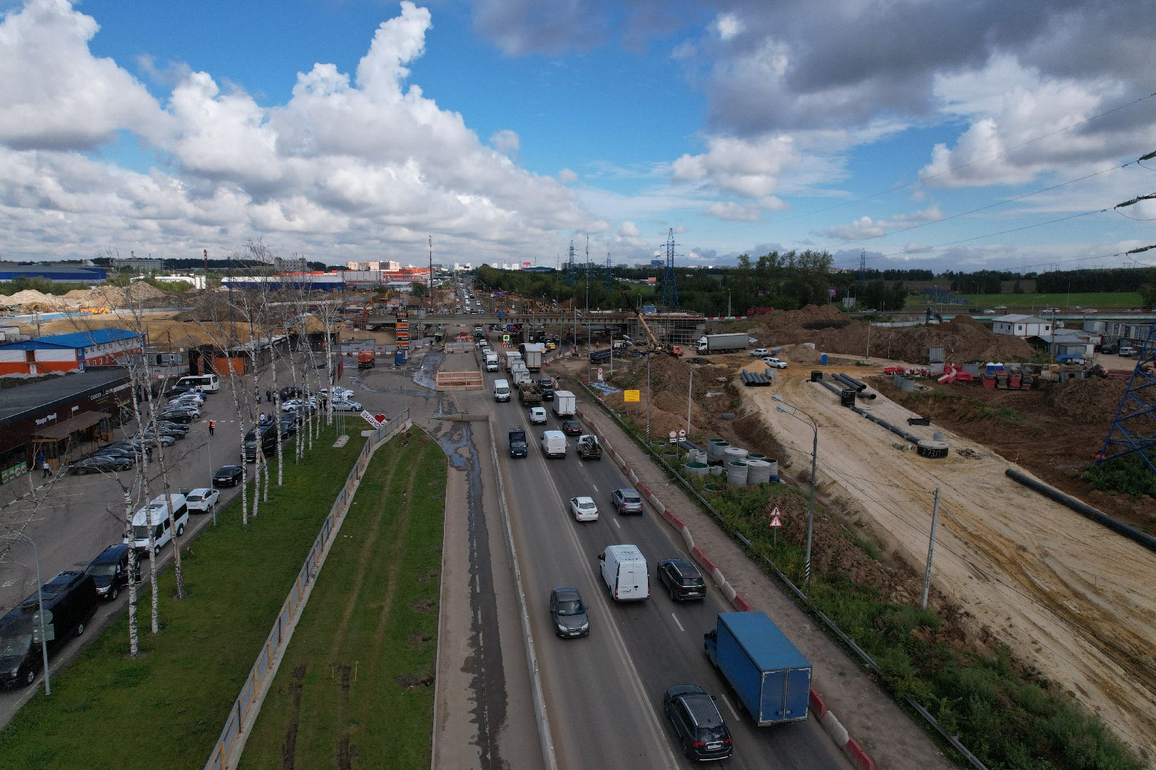 видео с коптера, каширское шоссе, реконструкция, строительство, дороги,