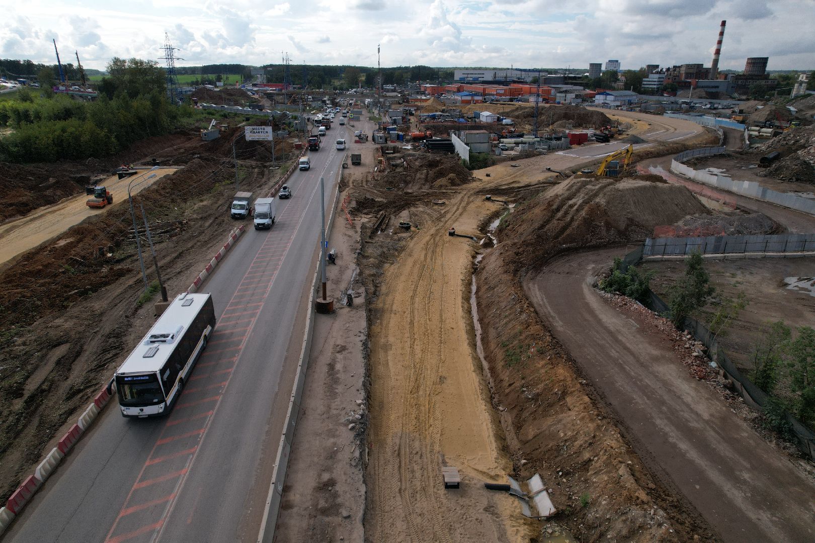 видео с коптера, каширское шоссе, реконструкция, строительство, дороги,