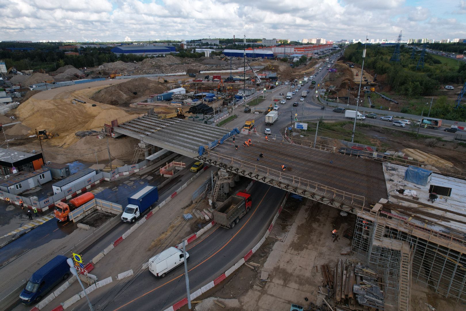 видео с коптера, каширское шоссе, реконструкция, строительство, дороги,