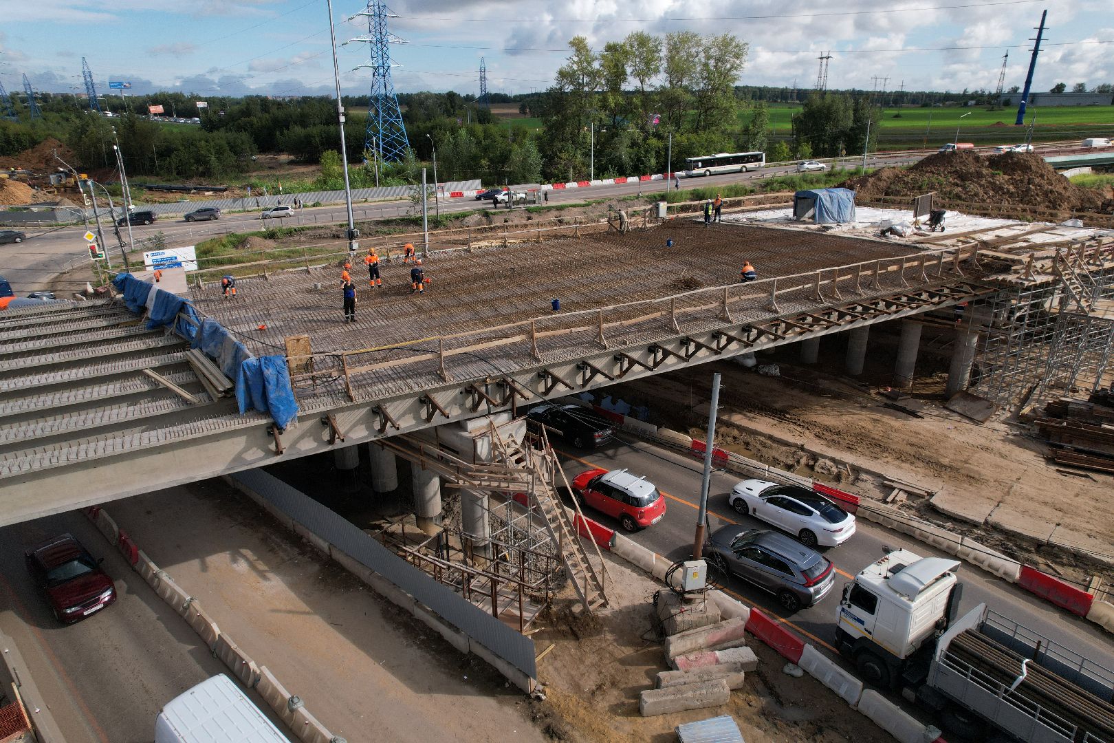 видео с коптера, каширское шоссе, реконструкция, строительство, дороги,