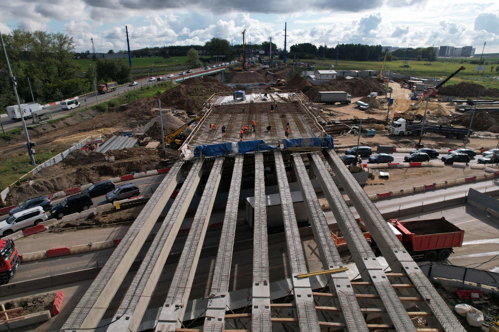 видео с коптера, каширское шоссе, реконструкция, строительство, дороги,