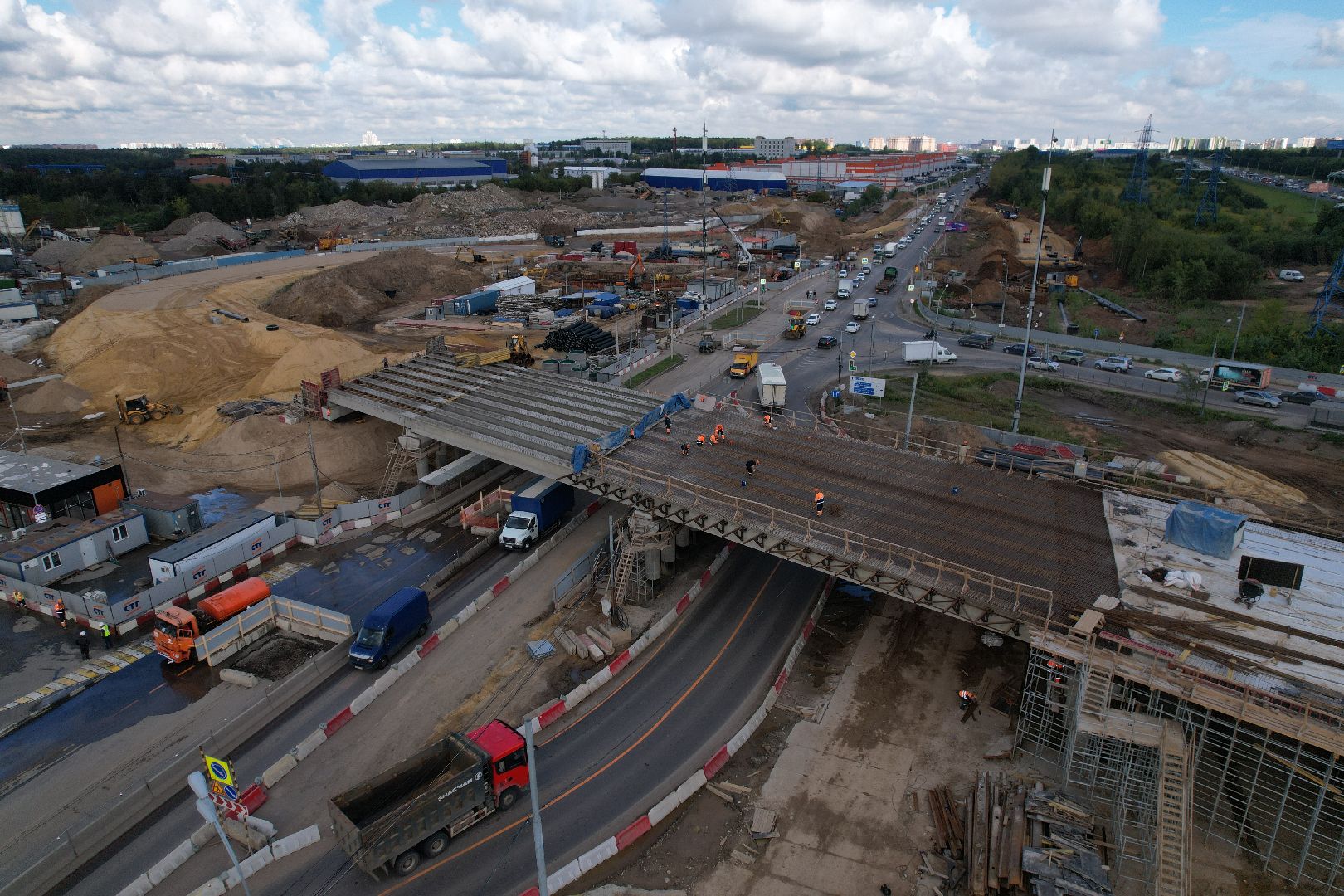 видео с коптера, каширское шоссе, реконструкция, строительство, дороги,