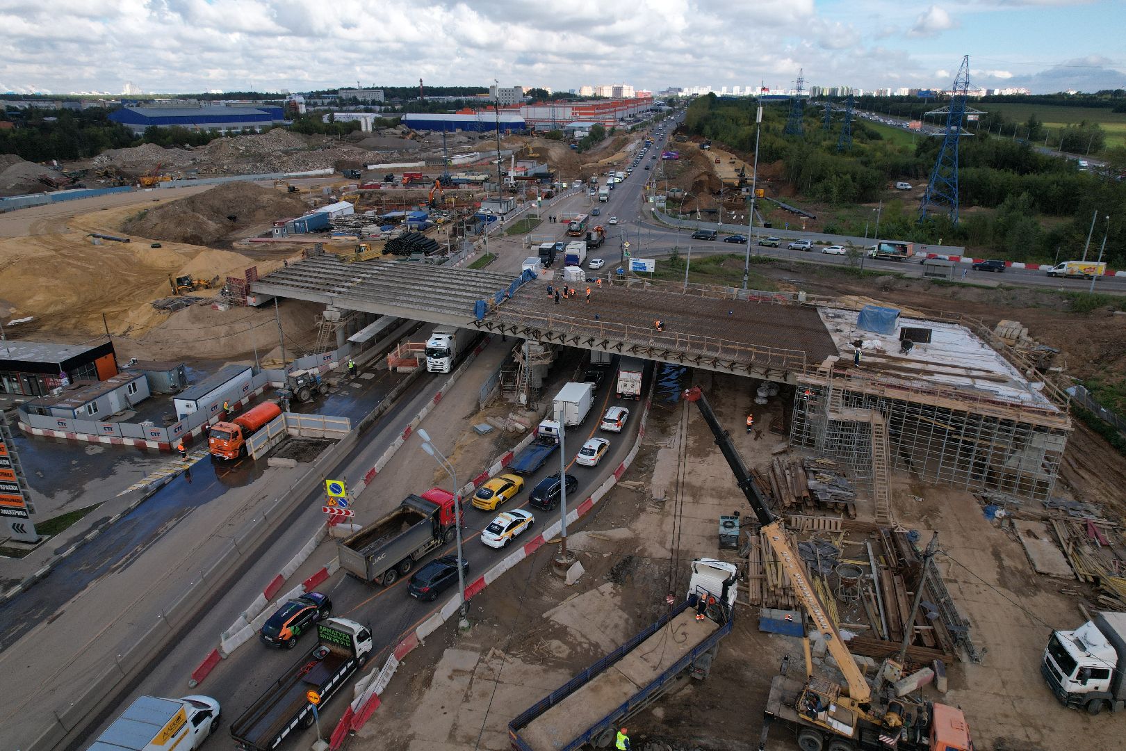 видео с коптера, каширское шоссе, реконструкция, строительство, дороги,