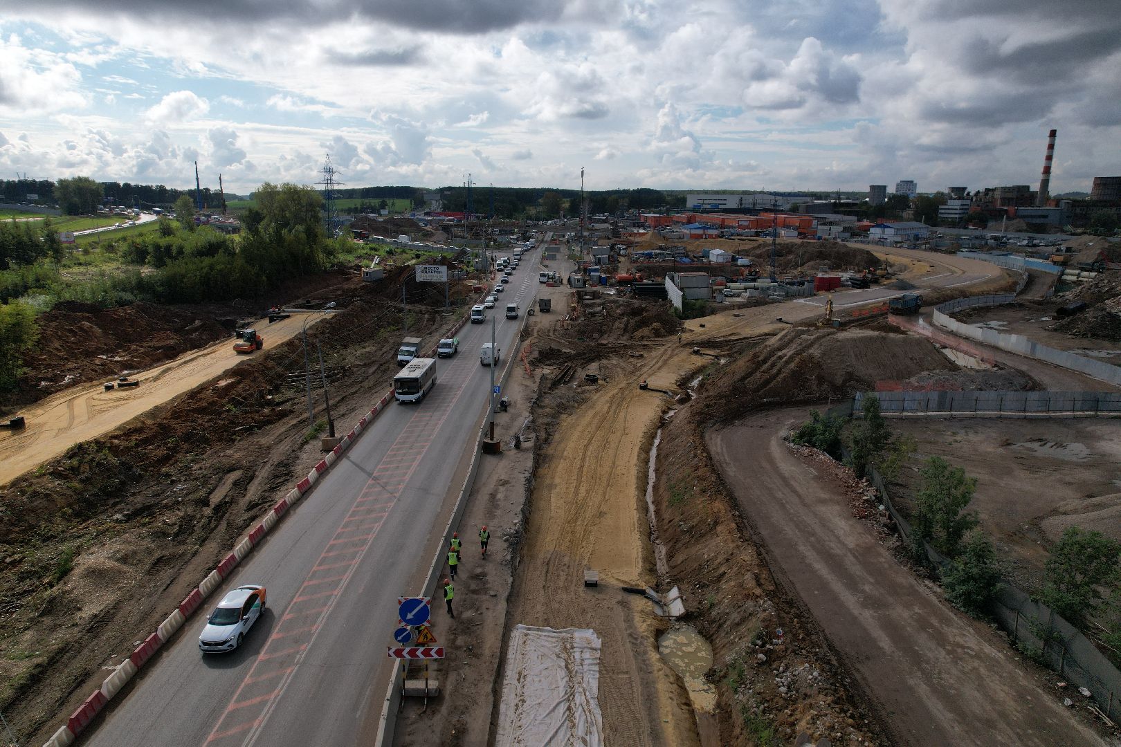 видео с коптера, каширское шоссе, реконструкция, строительство, дороги,