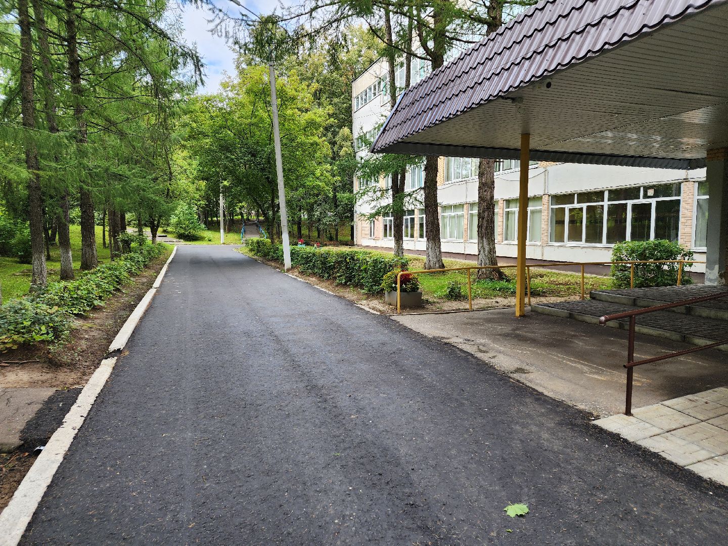 Чехов, школа 8, благоустройство, входная группа, дворовая территория, пешеходная дорожка, система Безопасный регион,