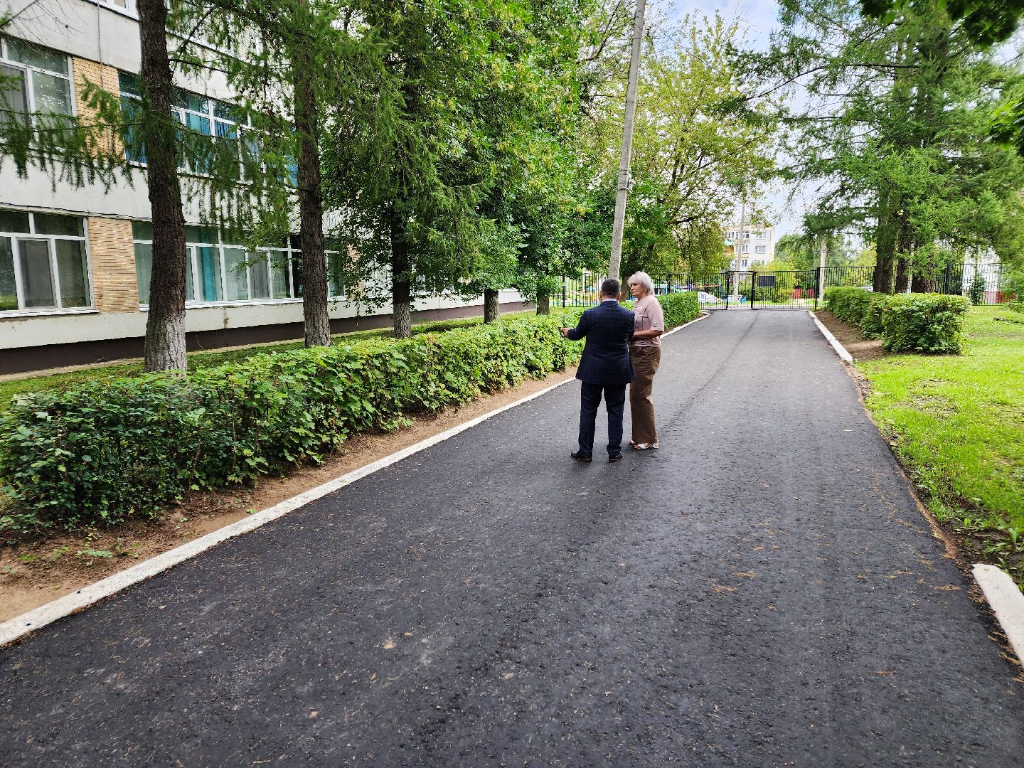 Чехов, школа 8, благоустройство, входная группа, дворовая территория, пешеходная дорожка, система Безопасный регион,