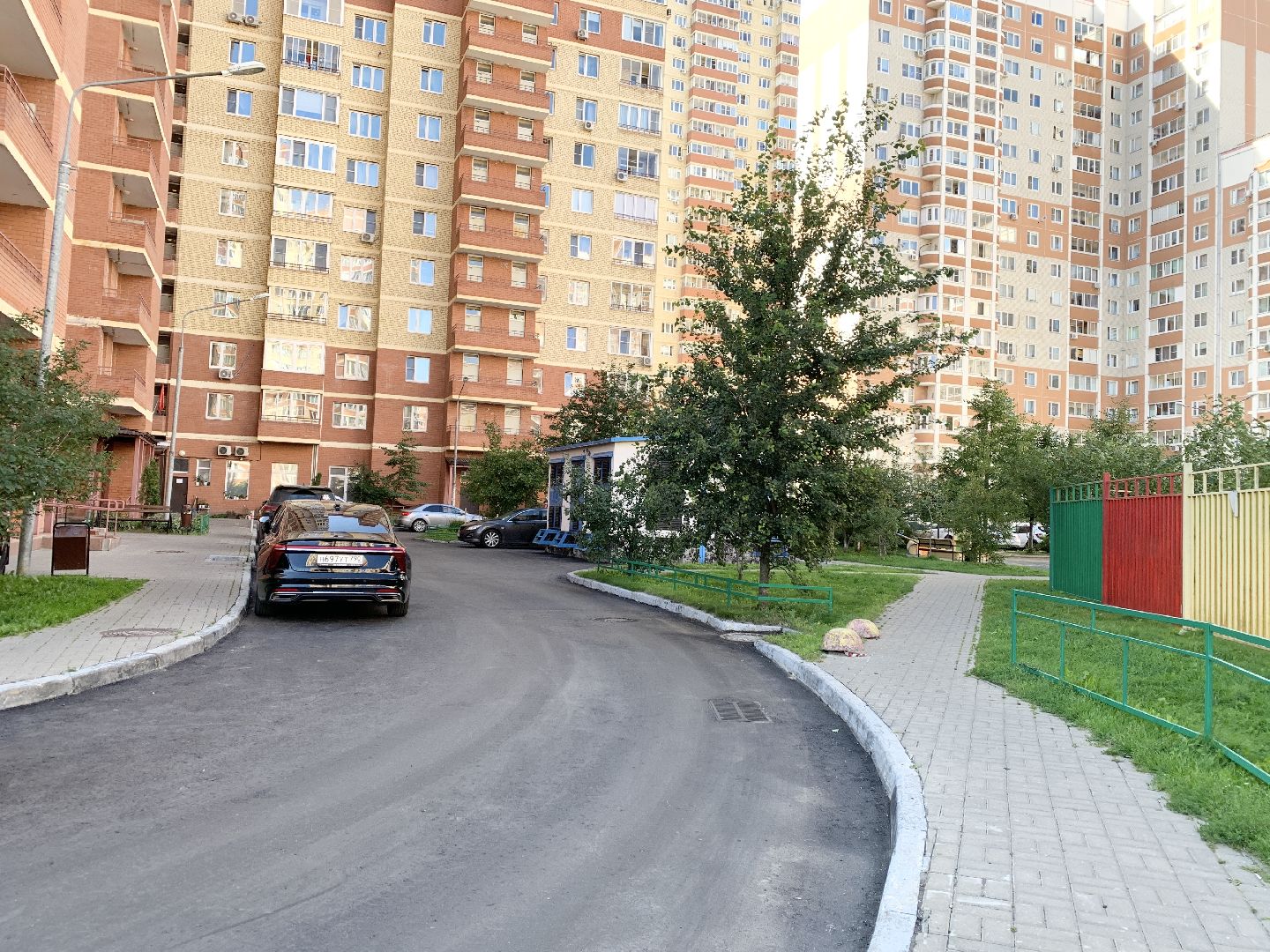 Балашиха, Подмосковье, благоустройство дворов, озеленение двора, высадка сирени, высадка кустарников,