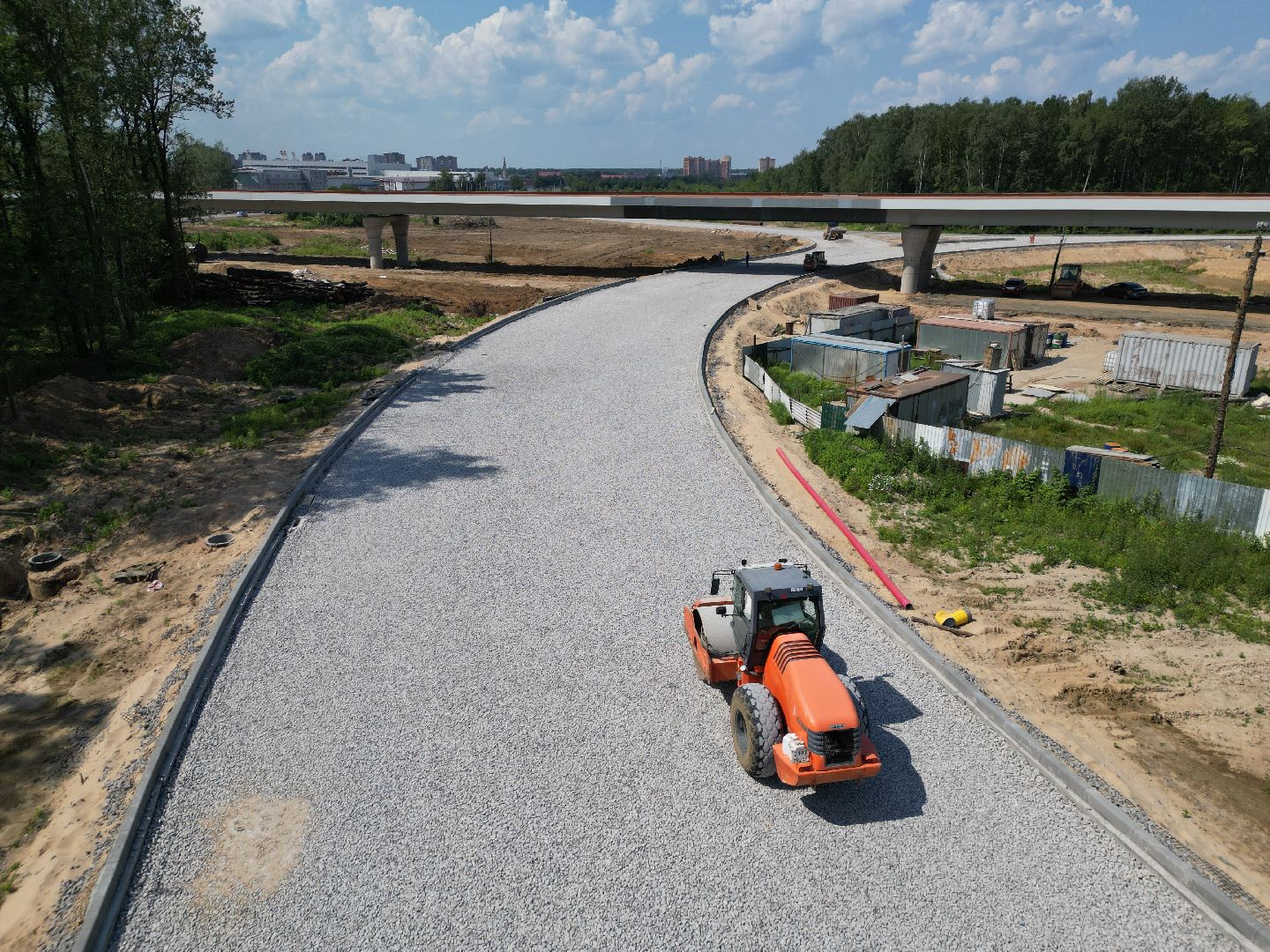 видео с коптера, лобня, строительство, дороги,