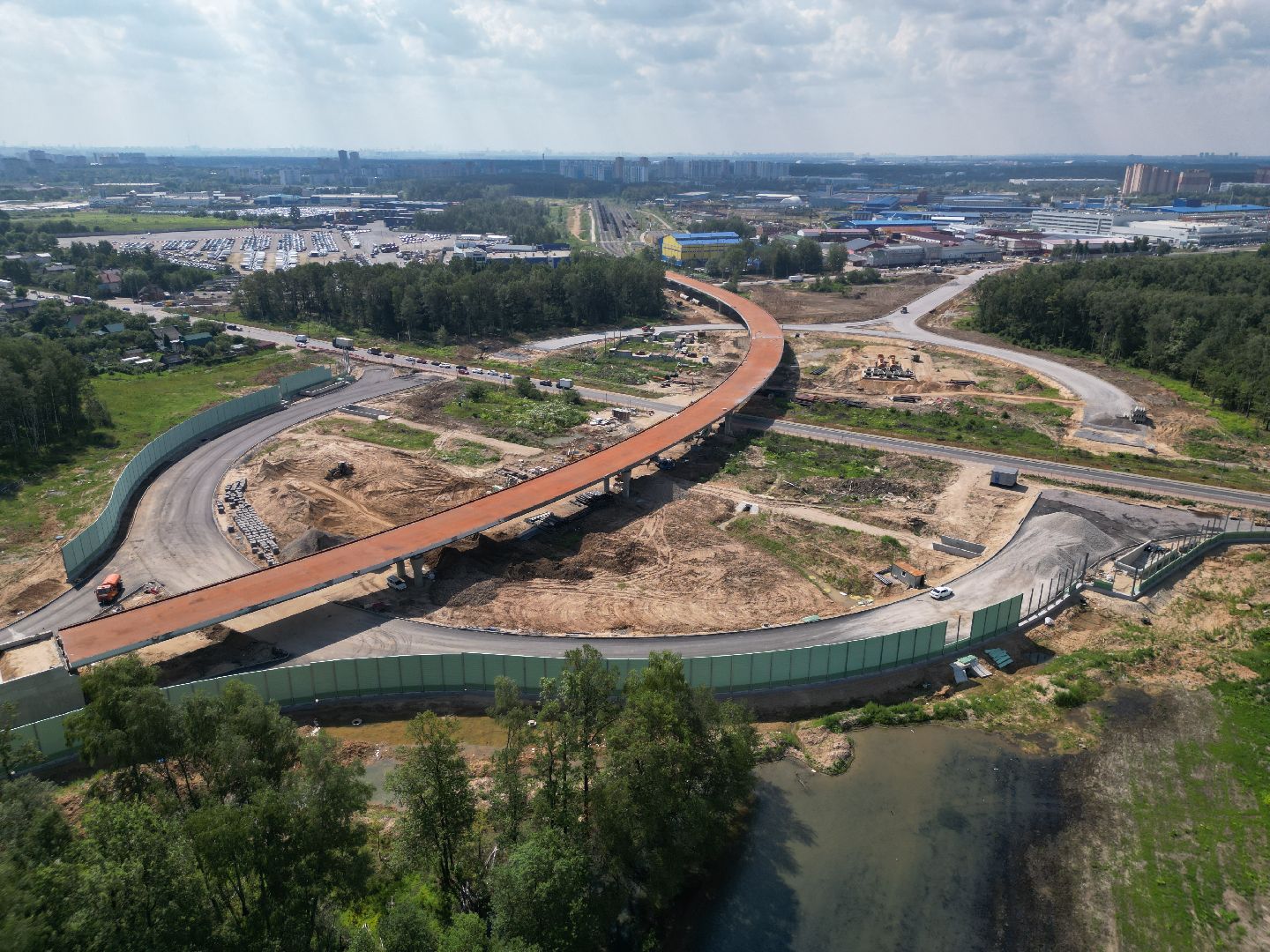 видео с коптера, лобня, строительство, дороги,