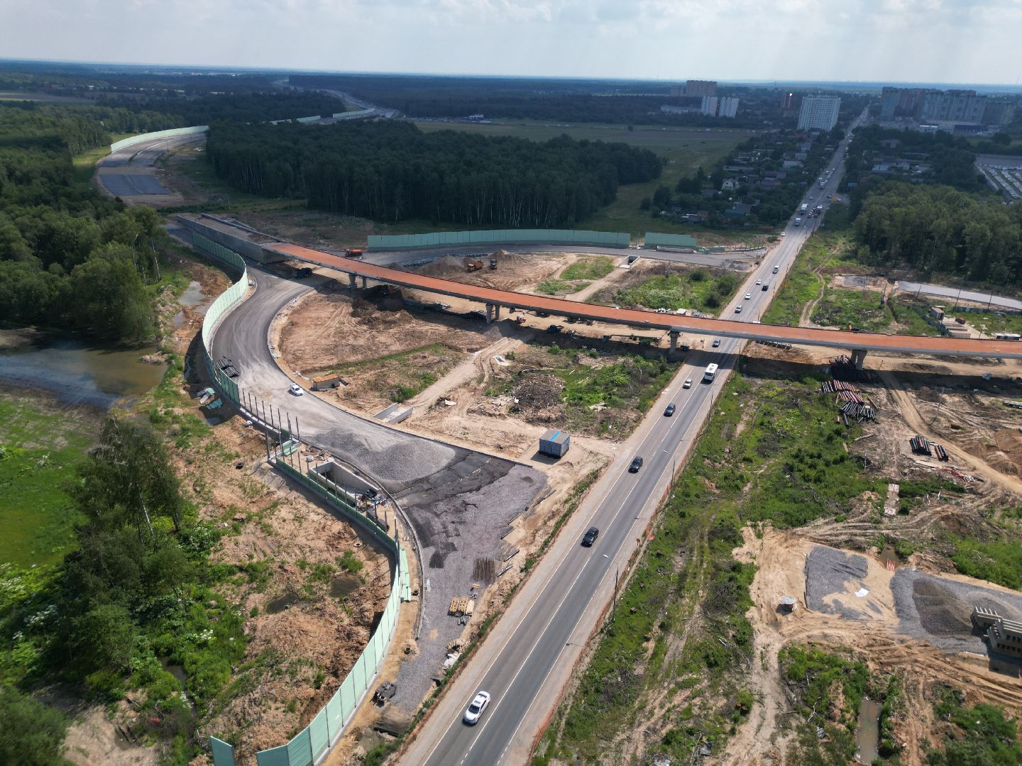 видео с коптера, лобня, строительство, дороги,