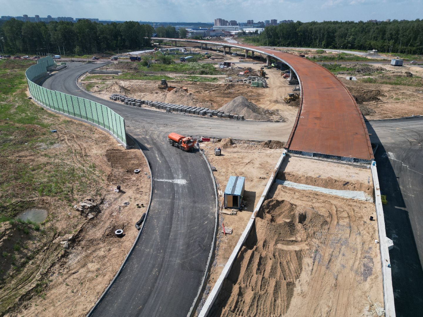 видео с коптера, лобня, строительство, дороги,