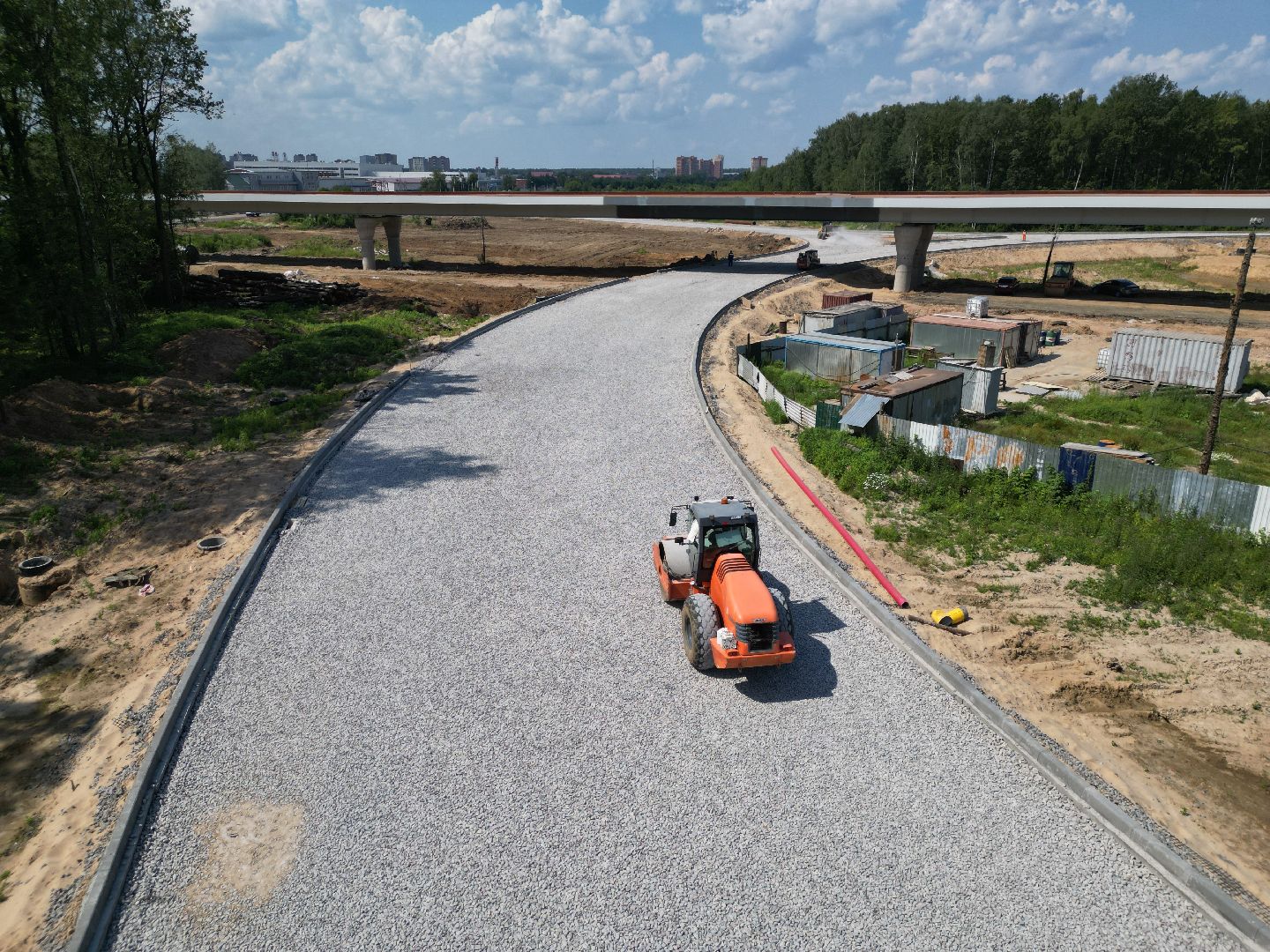 видео с коптера, лобня, строительство, дороги,