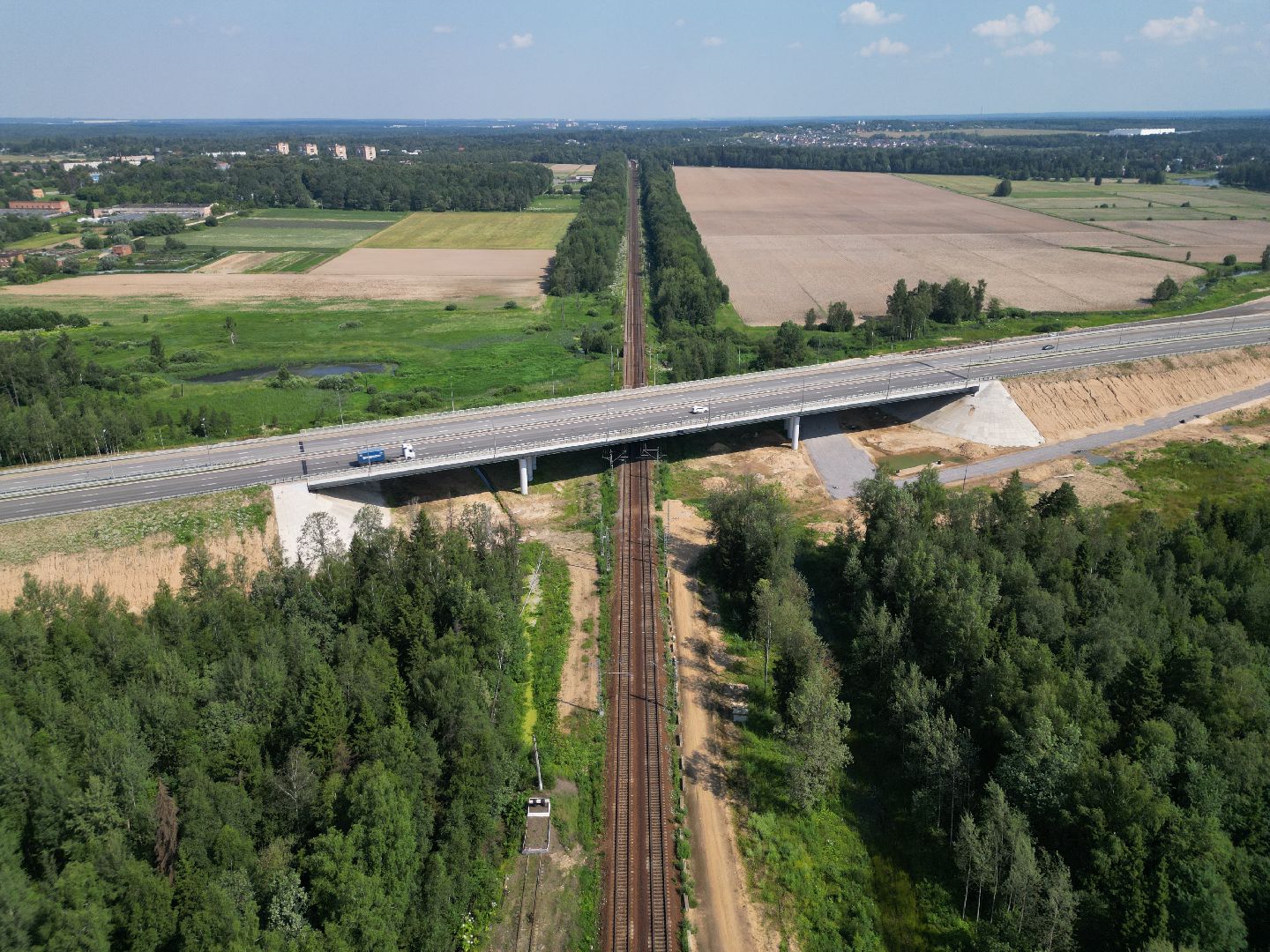 видео с коптера, лобня, строительство, дороги,